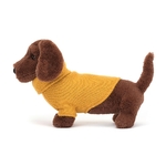 Peluche Jellycat Chien Teckel en Pull Jaune - Sweater Sausage Dog - S3SDY 14cm 2