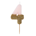 bougie anniversaire rose paillette chiffre 4