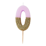 bougie anniversaire rose paillette chiffre 0