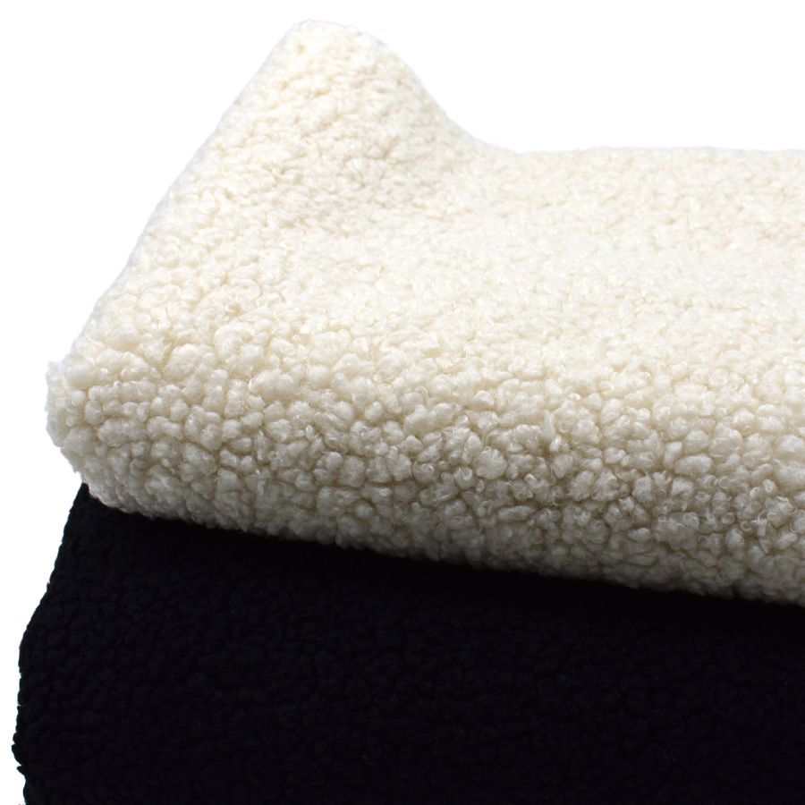 tissu-peluche-bouclette-noir-beige-fausse-fourure