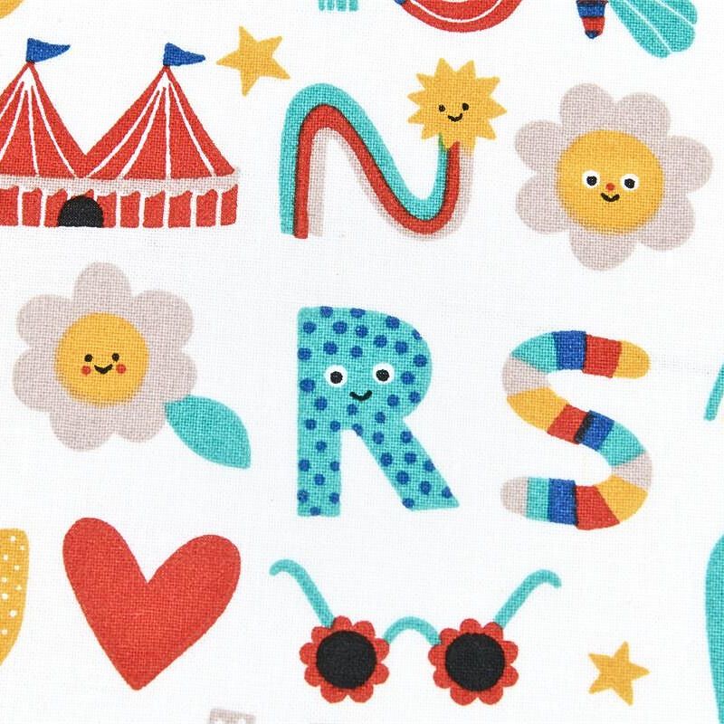 Tissu Sandersons Alphabet Zoo - Literie Enfant - Fabriqué à La Commande