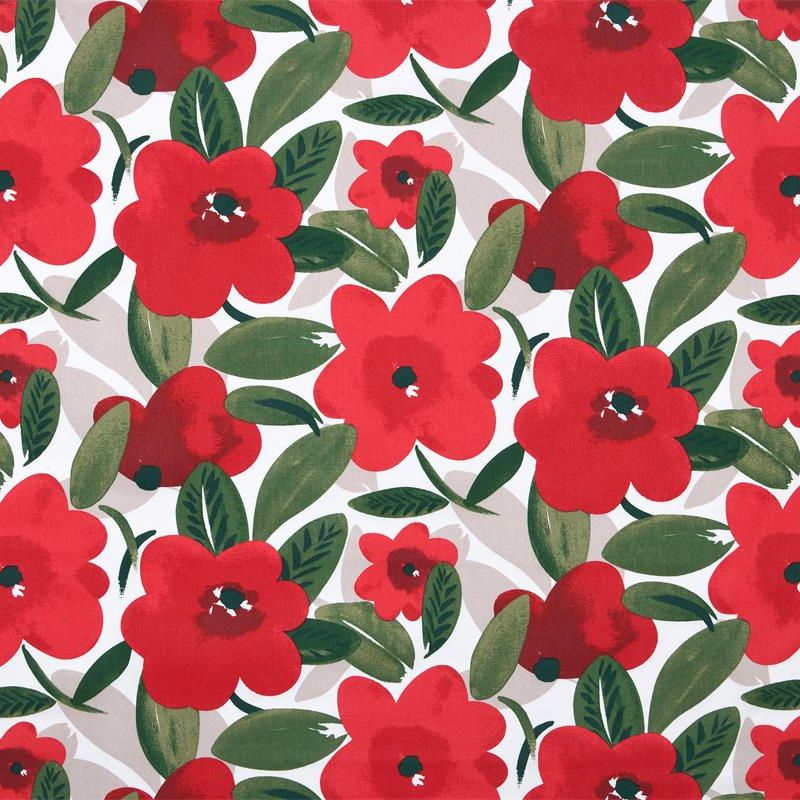 sergé-coton-fleur-rouge-coquelicot