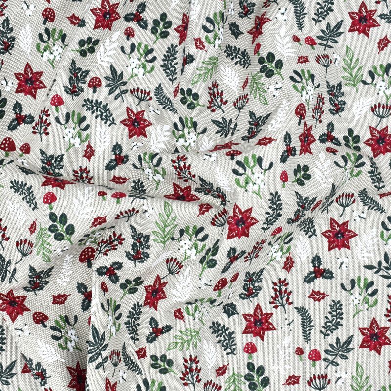 tissu-motif-noel-houx-champignon