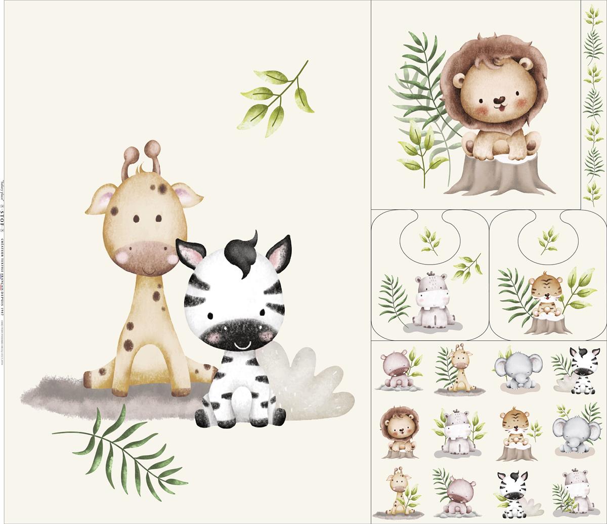 panneau-tissu-coton-bébé-jungle