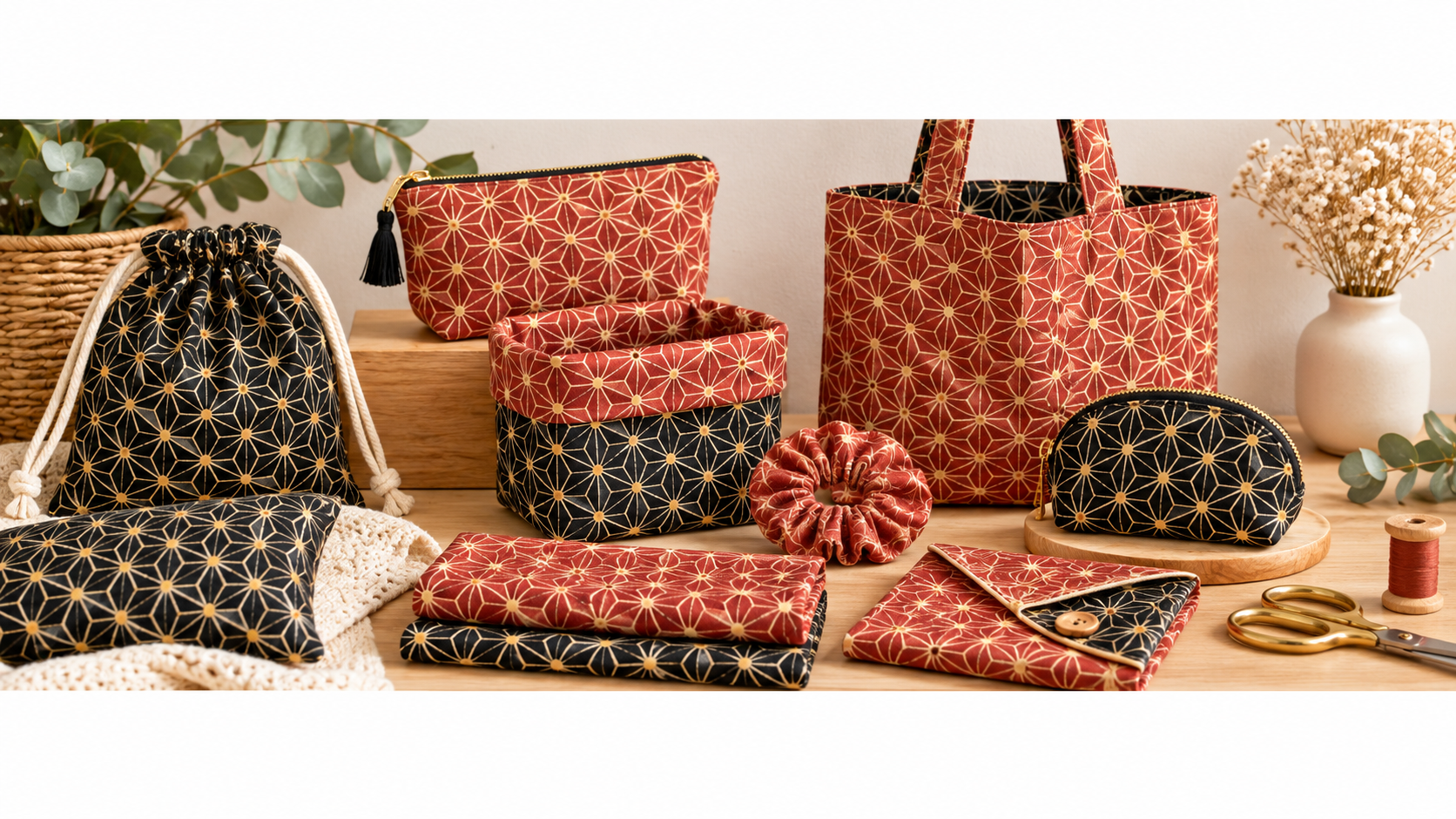 lot de 2 coupons de tissu coton graphique