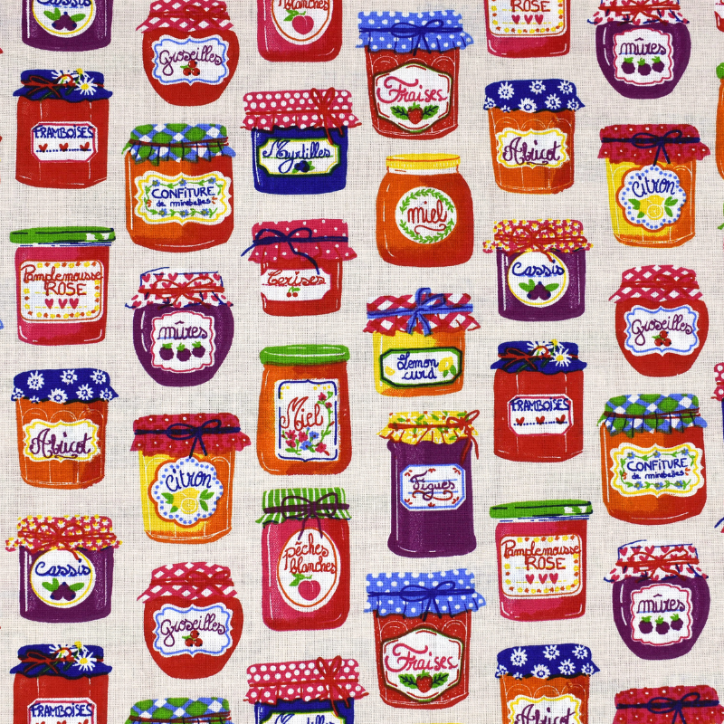 tissu cretonne coton pots confiture 160 cm