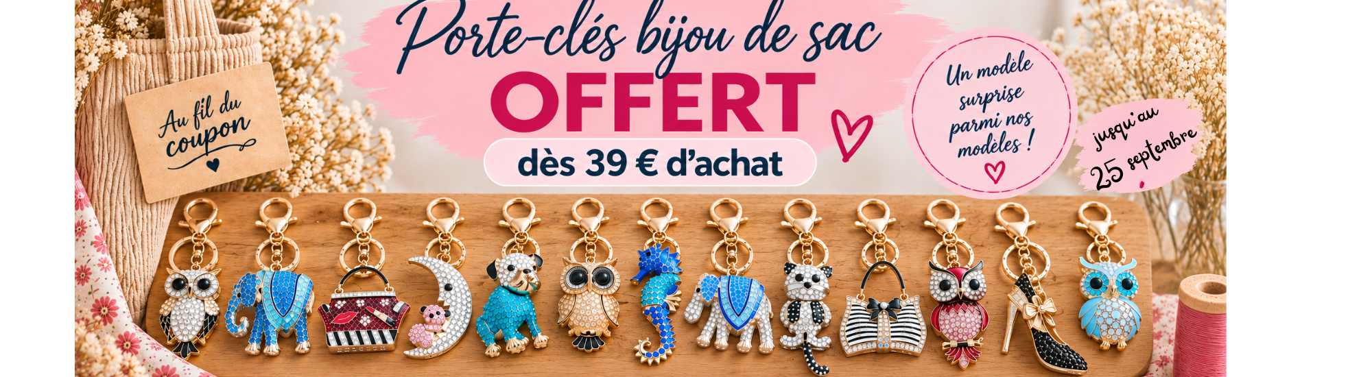 Porte clés bijou de sac offert