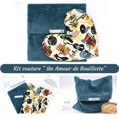 Kit couture bouillotte sèche déhoussable Bleu