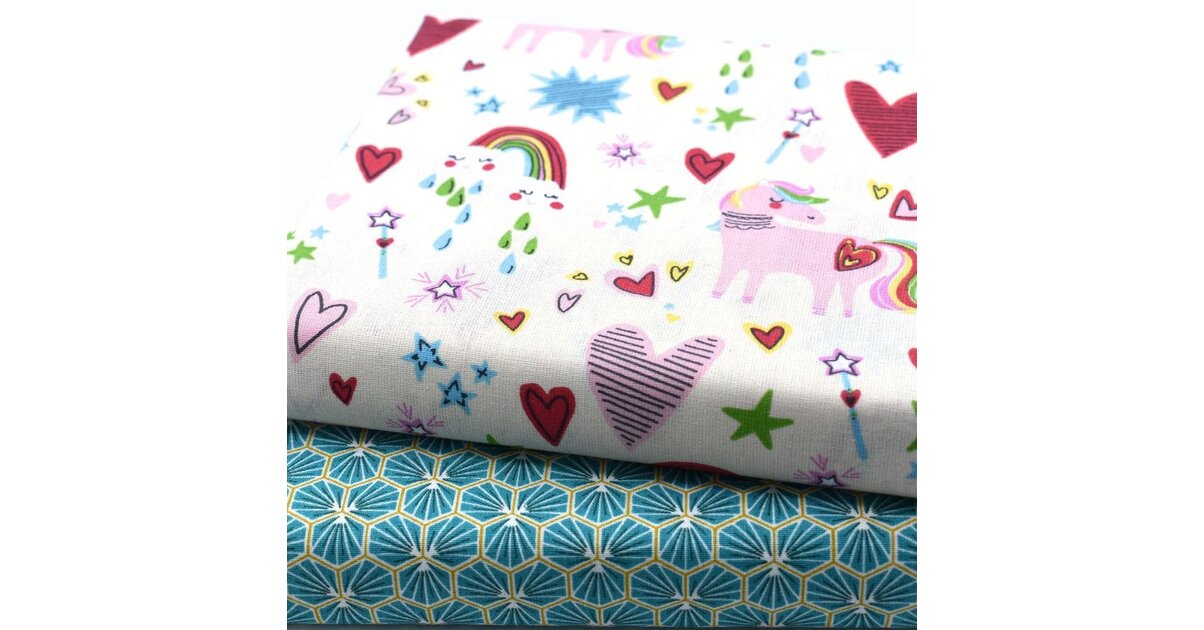 Lot De 2 Coupons De Tissu Enfant - Motif Hippopotame Multicolore, 100% Coton, Fabriqué En France