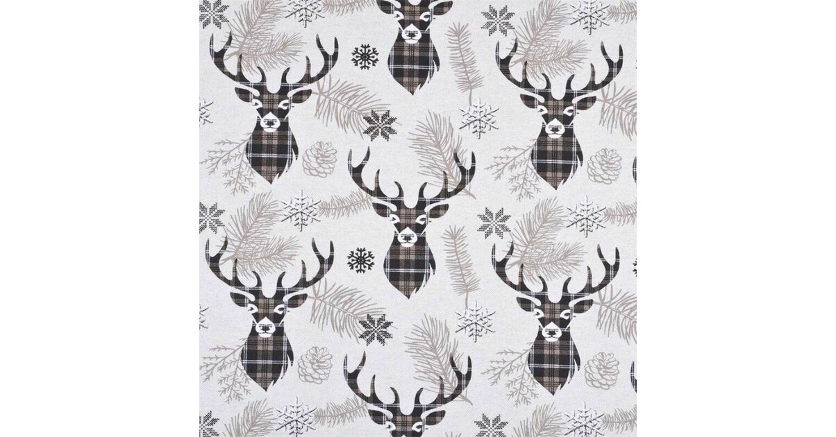 Guirlande Fanions (bunting) Tête De Cerf Fryett's Country - Tissu, Fait Main, 23x26 Cm, Couleur Charbon