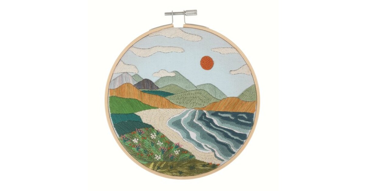 Kit de broderie motif mer et montagne Trimits - Kits créatifs/Kit broderie débutant avec tambour – facile et complet - Au fil du coupon Kit de broderie motif mer et montagne Trimits - Kits créatifs/Kit broderie débutant avec tambour – facile et complet - Au fil du coupon