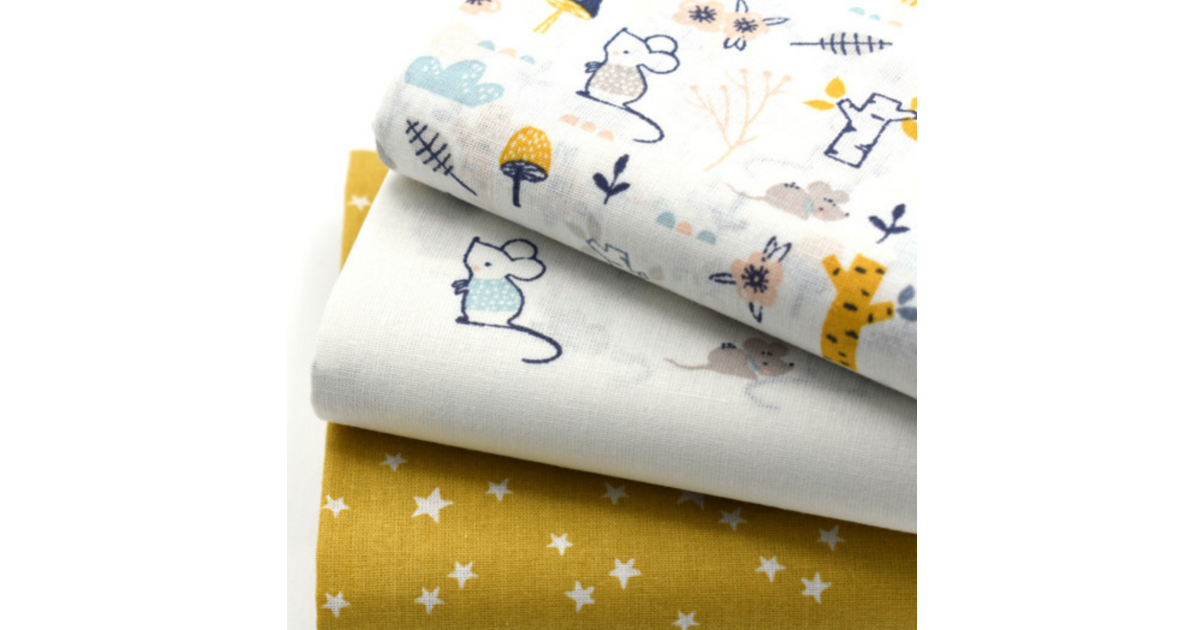 Tissu Enfant Souris à La Neige - Coupon 50x110 Cm, Coton, Motif Hiver Multicolore