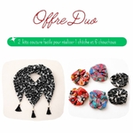 Offre duo couture débutant chèche noir blanc et chouchous