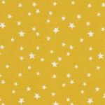 tissu-coton-imprimé-étoiles-moutarde