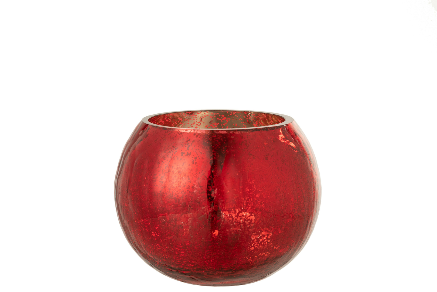 Boule de Noël : rouge craquelé en verre - 10 cm