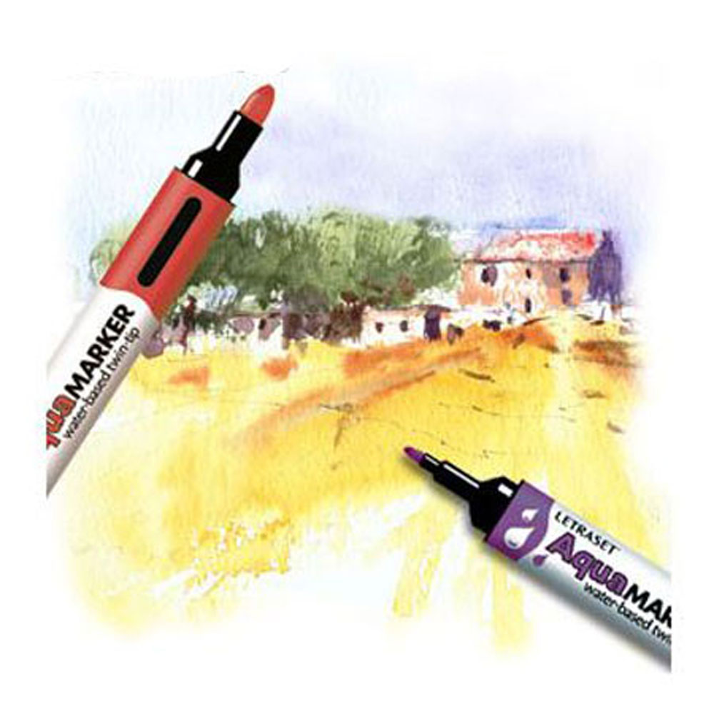 Letraset Aquamarker 9 Pen Aqua Marker Set Water based twin tip