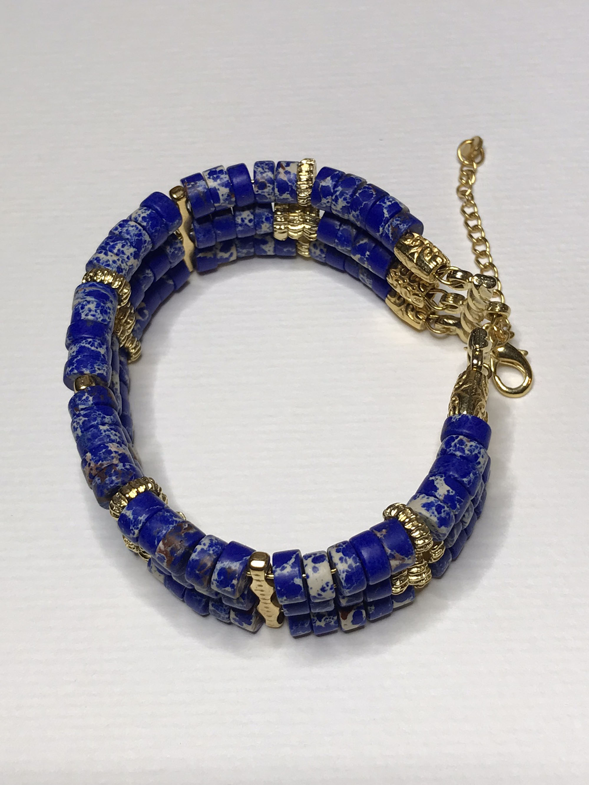 BMM095-Bracelet bleu à 3 rangs 2