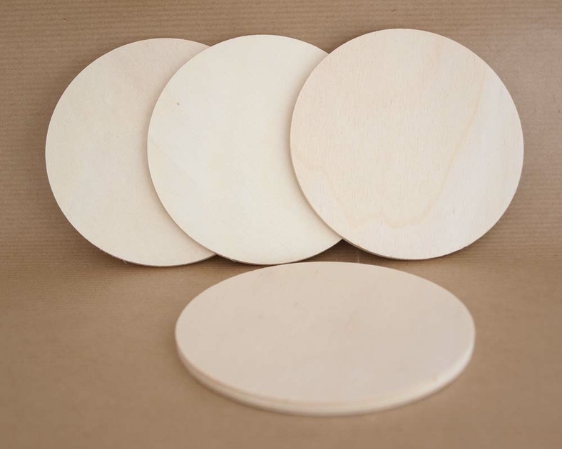 4 disques en bois brut à décorer - 9cm - Glorex - Supports pour
