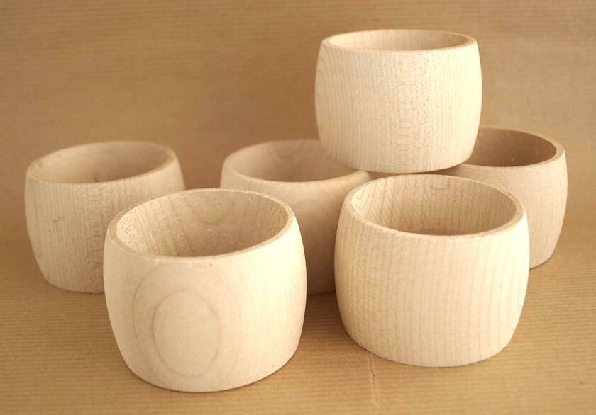 6 Ronds de serviette en bois brut à décorer - Supports pour les loisirs