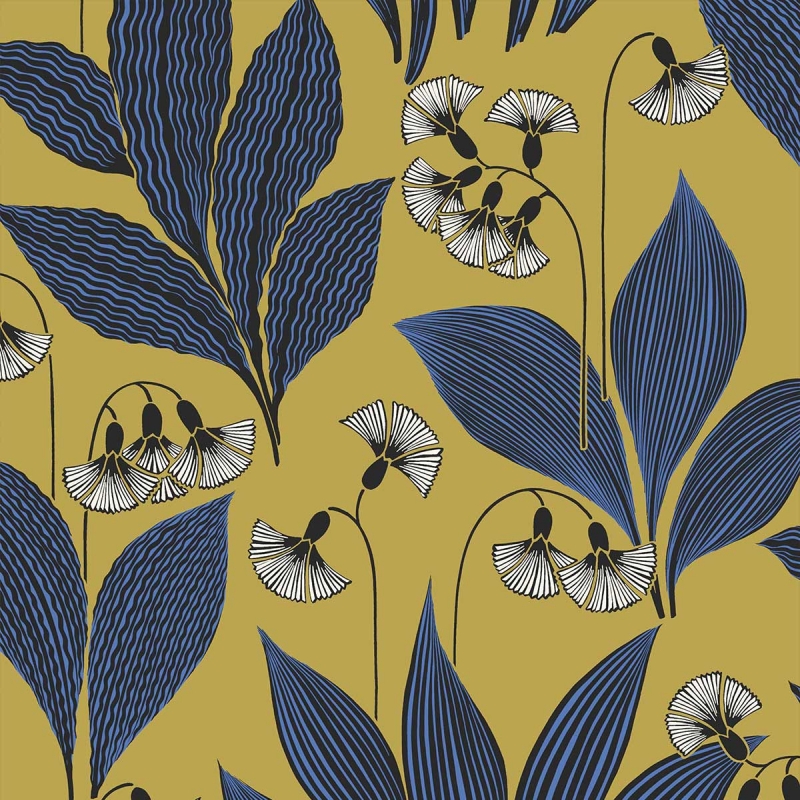 papier-peint-dandelion-jaune-bleu-masureel