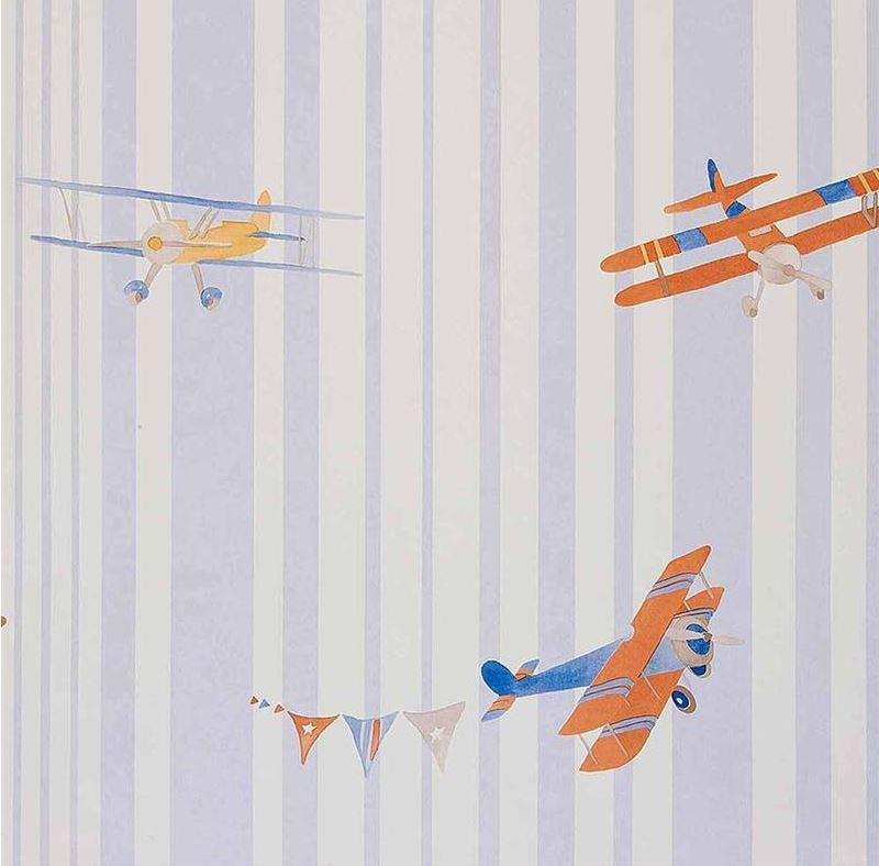 Abracadabra-collection-enfant-camengo-papier-peint-avion-acrobat-bleu