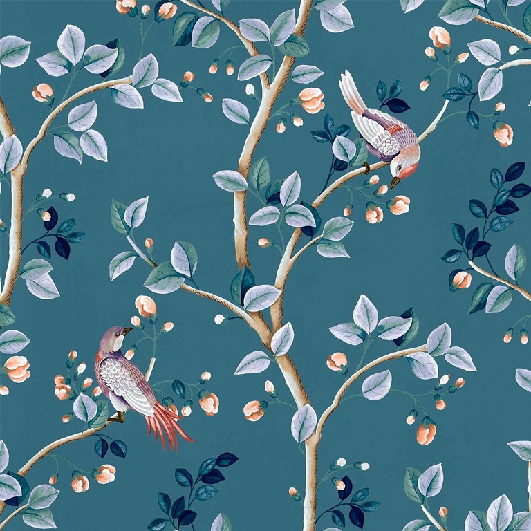 papier-peint-fleuri-birds-prosperity-coordonne-bleu-fonce