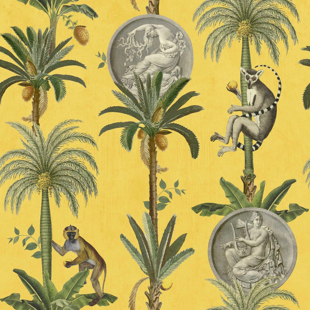 lemurs-mustard--wallpaper-coordonne