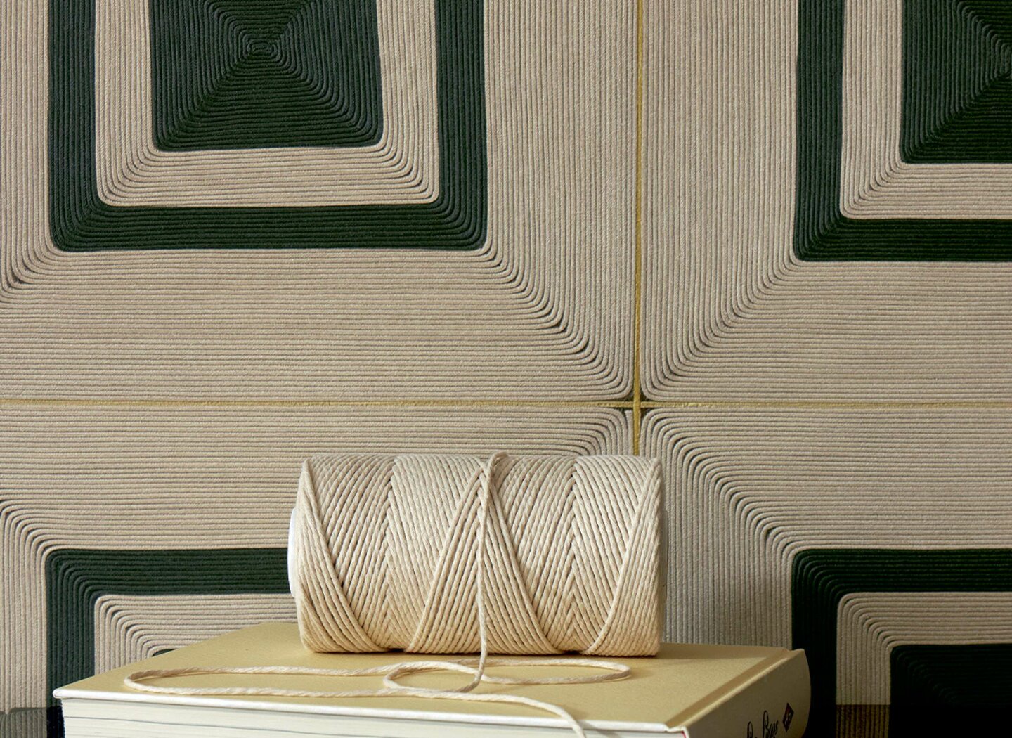 PAPIER PEINT ELITIS Carrés jalonnés BEIGE 2