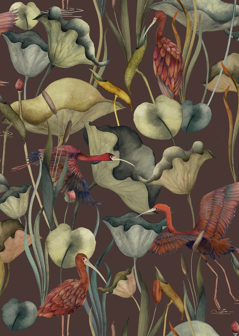 papier-peint-humedales-choco-wallpapersrepeated-oiseau-fleuris-coordonne