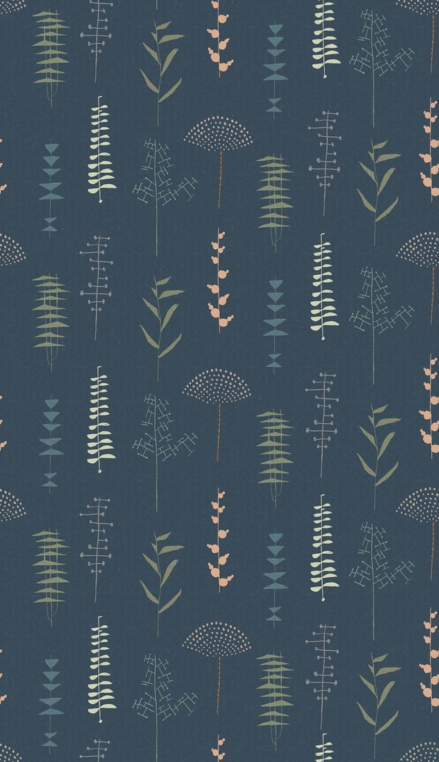 herbario-noche-papier-peint-design-minimaliste-nature