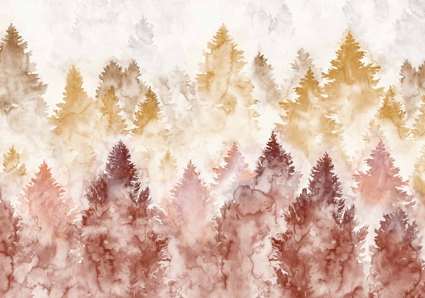mendia-coral-panoramique-papier-peint-montagne-foret-sapin-coordonne