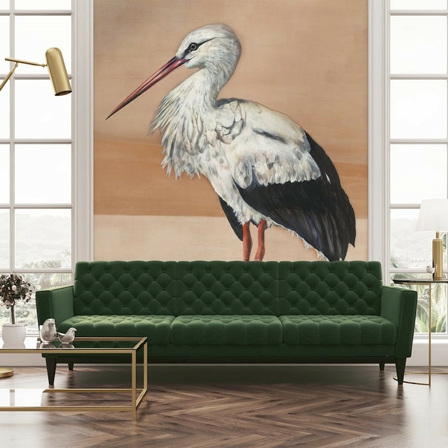 papier-panoramque-oiseau-heron-Stork-Mother-nude
