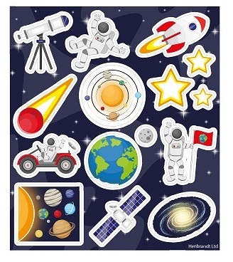 Planche de 12 Stickers Espace