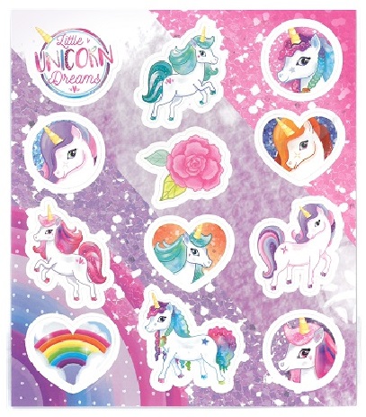 Planche de 12 Stickers Licornes