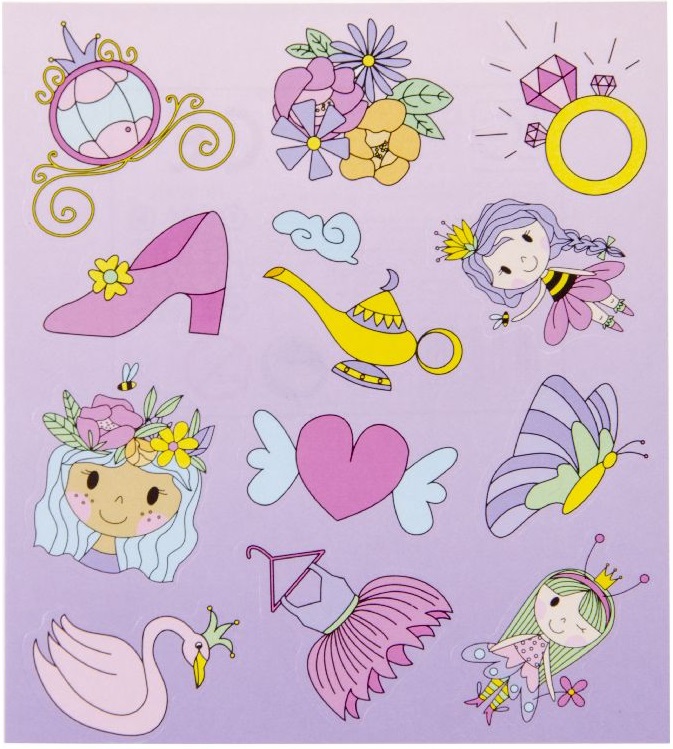 Planche de 12 Stickers Princesses