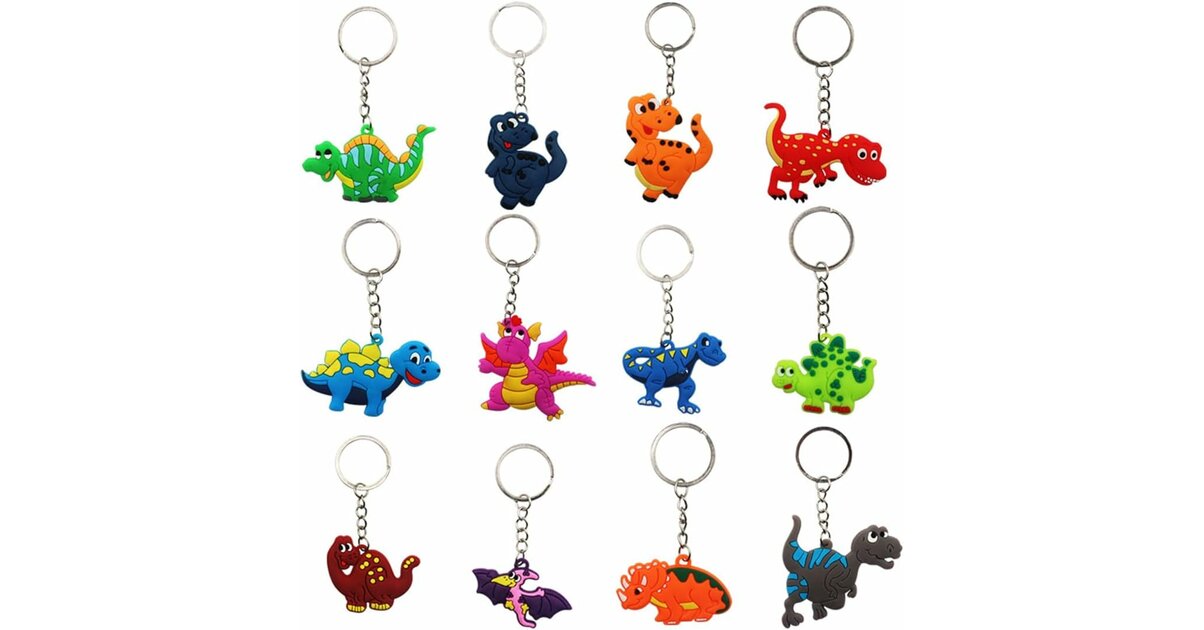 Cuque Porte-clés dinosaures 12 Pcs Dinosaure Porte-clés Vivid Belle Petite Lumière Différents