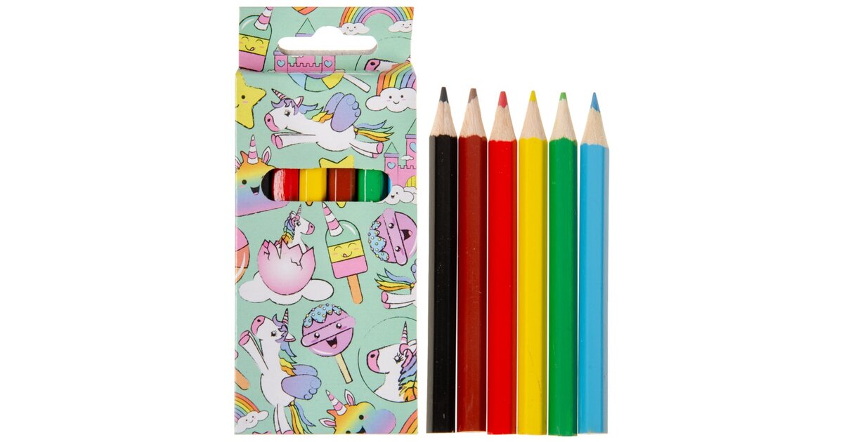 WPRO Tilly – Lot 12 Mini Crayons De Couleur En Bois, Boîte Carton Recyclé Avec Taille-crayon, Cadeau écolo Enfant
