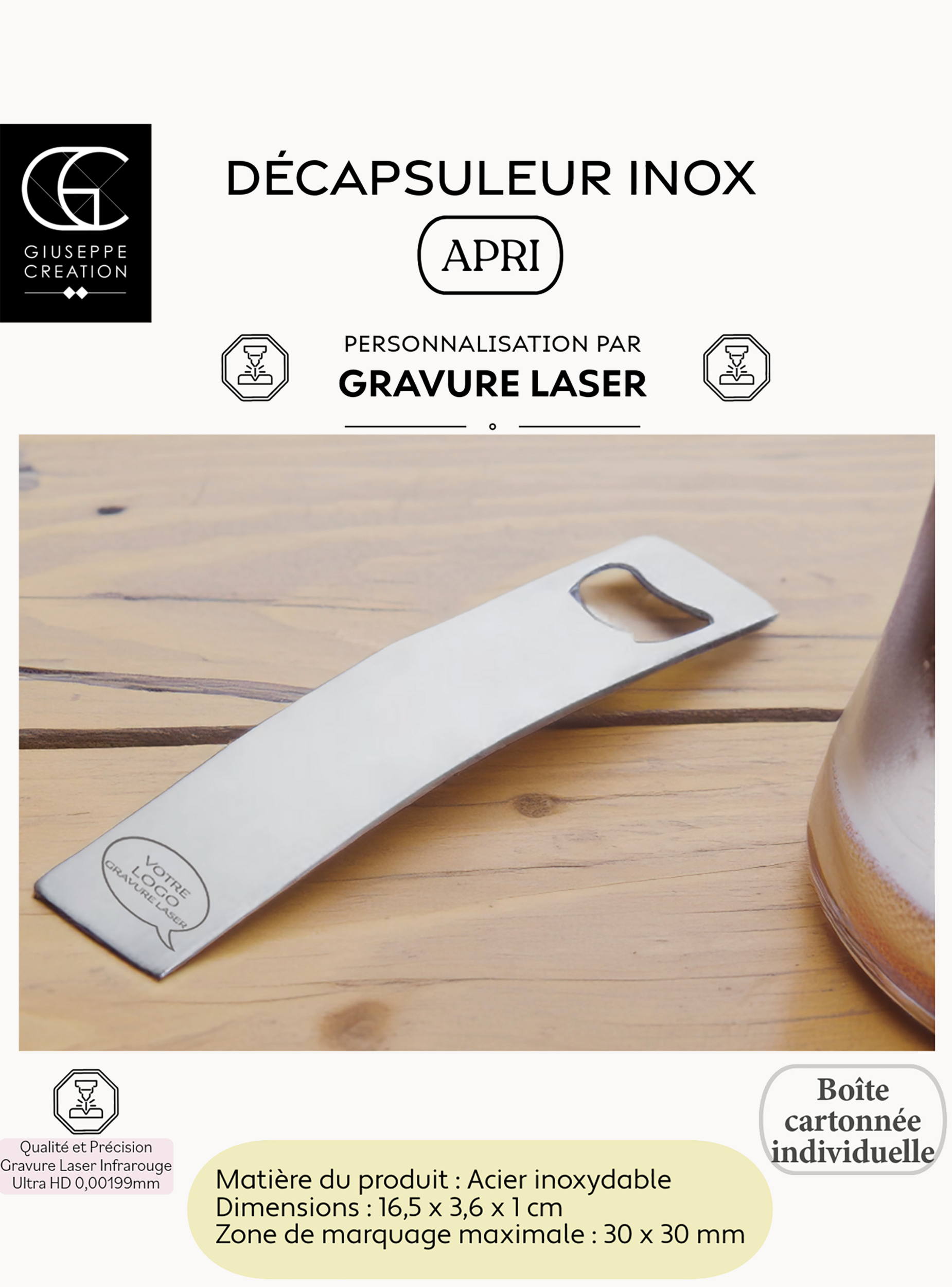 Décapsuleur Inox design