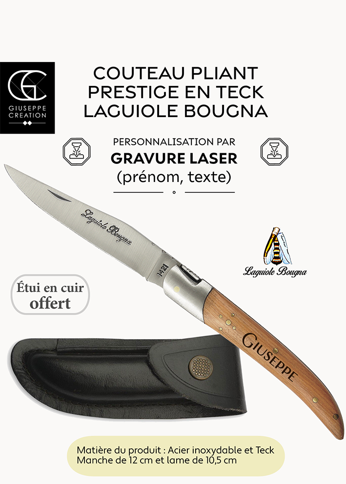 Couteau Prestige avec gravure comprise + Etui