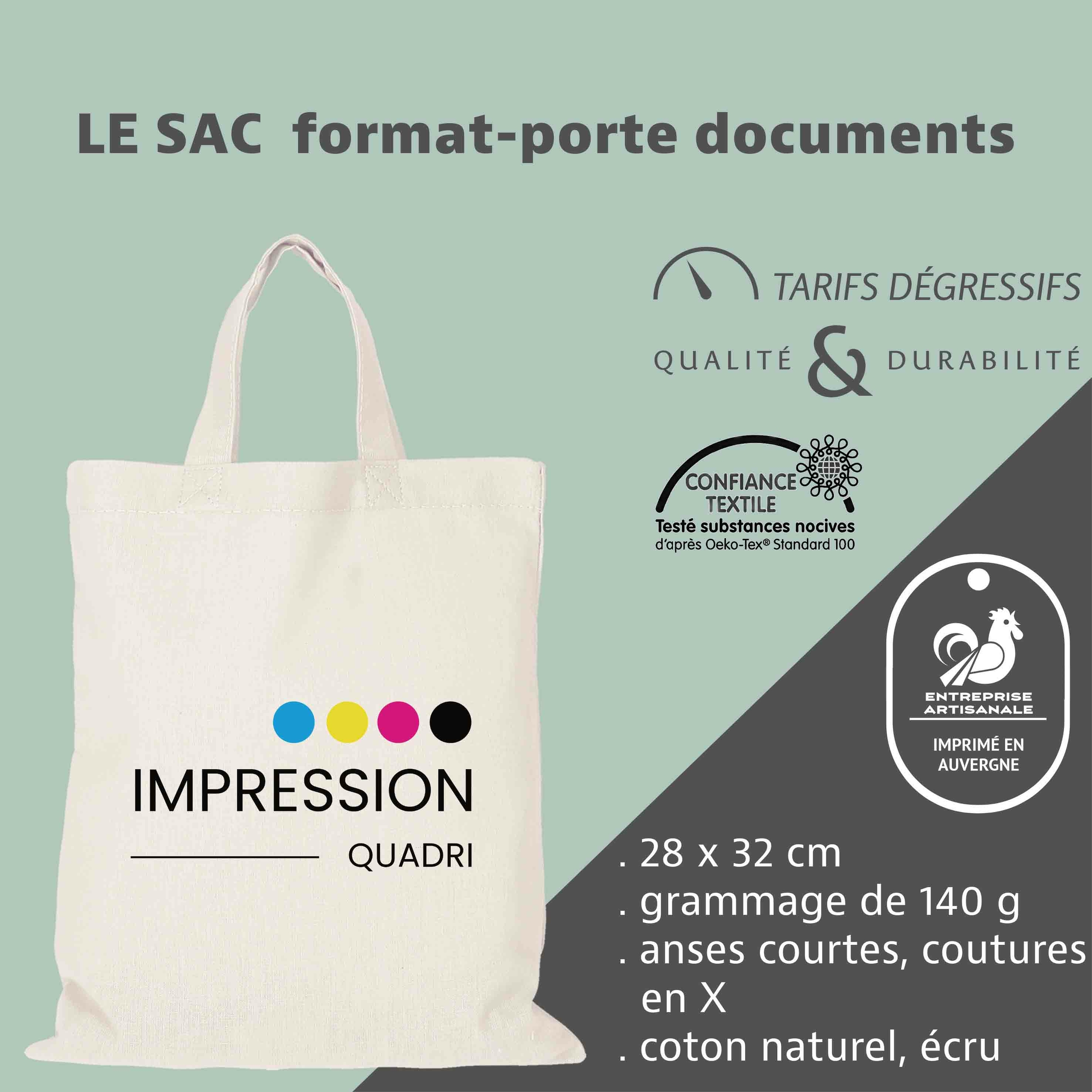 Sac en coton naturel format porte-documents