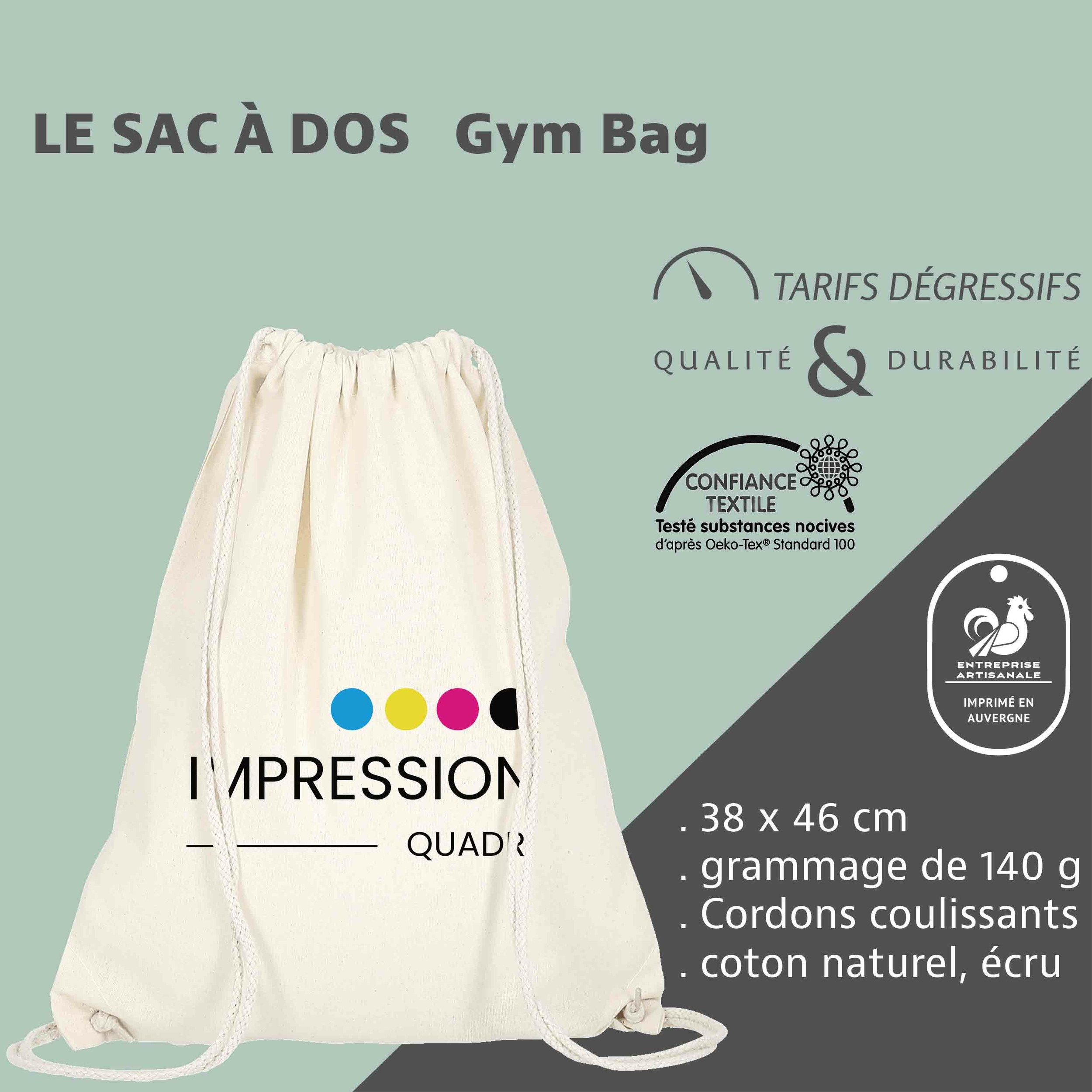 Sac à dos Gym bag en coton naturel