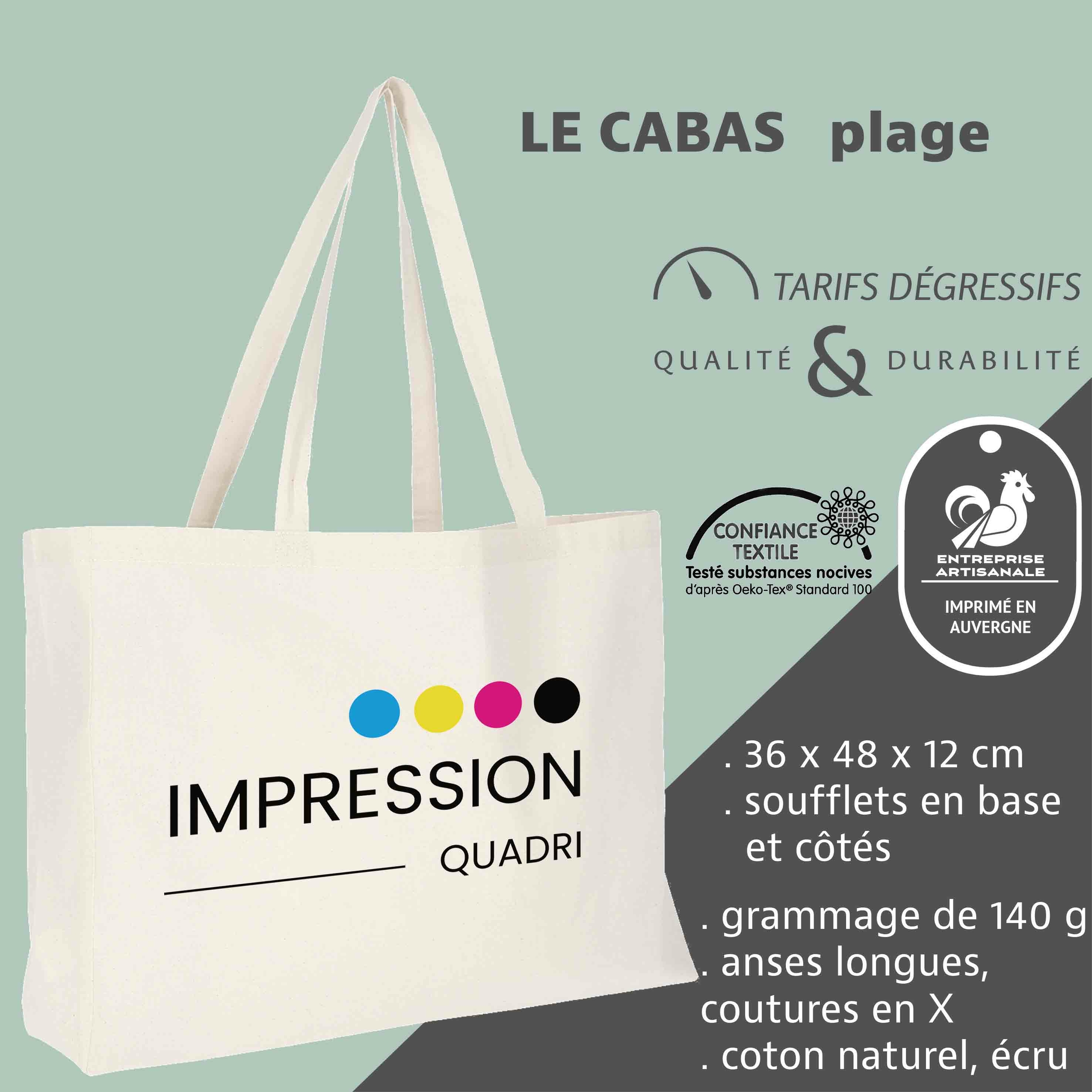 Cabas plage / shopping en coton naturel