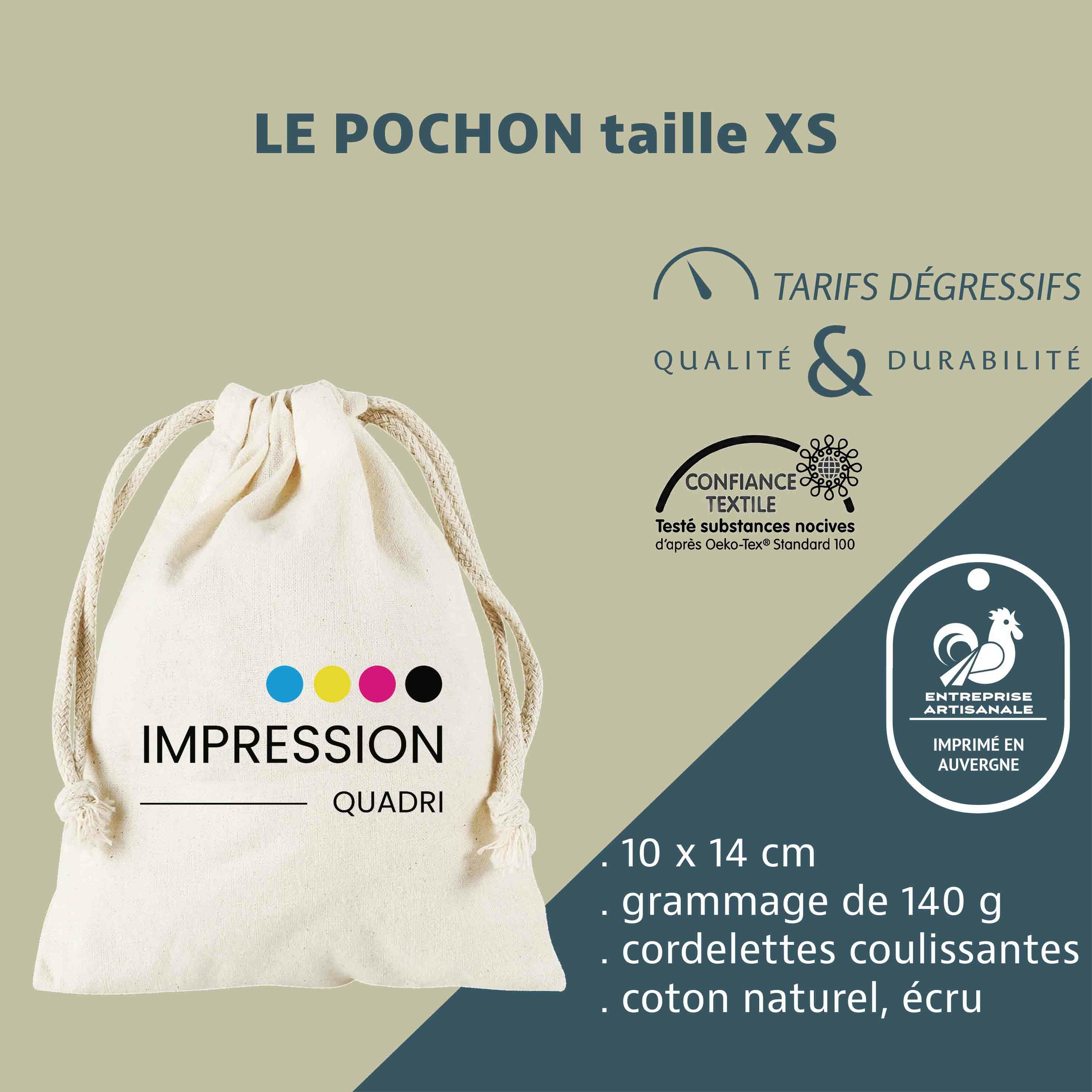 Pochon taille XS en coton naturel avec cordons de serrage
