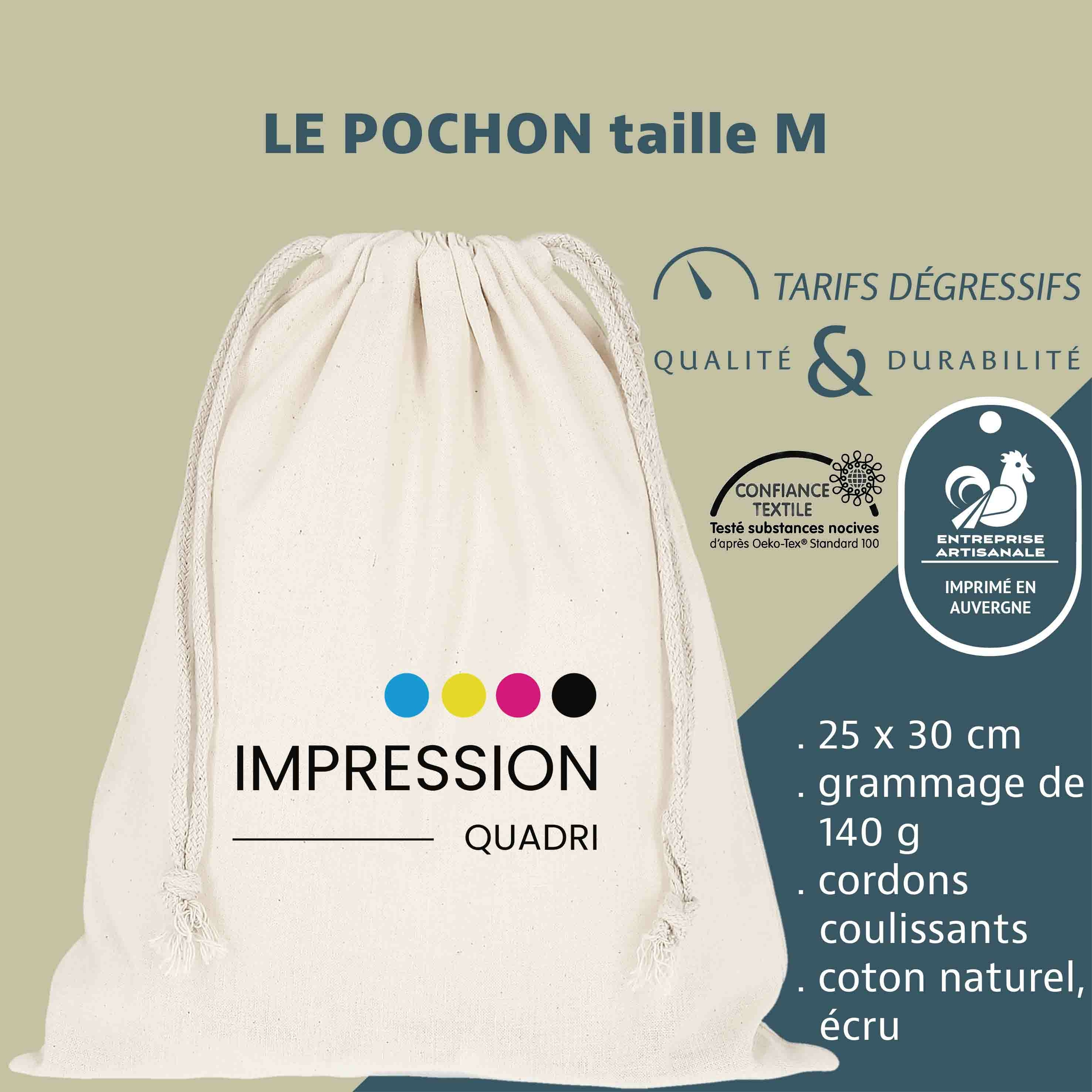 Pochon taille M en coton naturel avec cordons de serrage