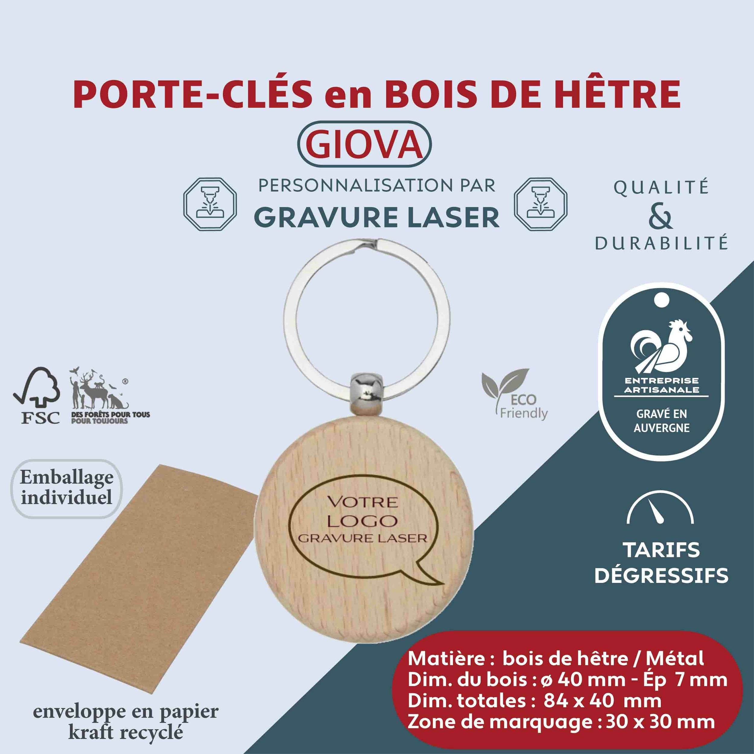 Porte-clés en bois de hêtre / Métal