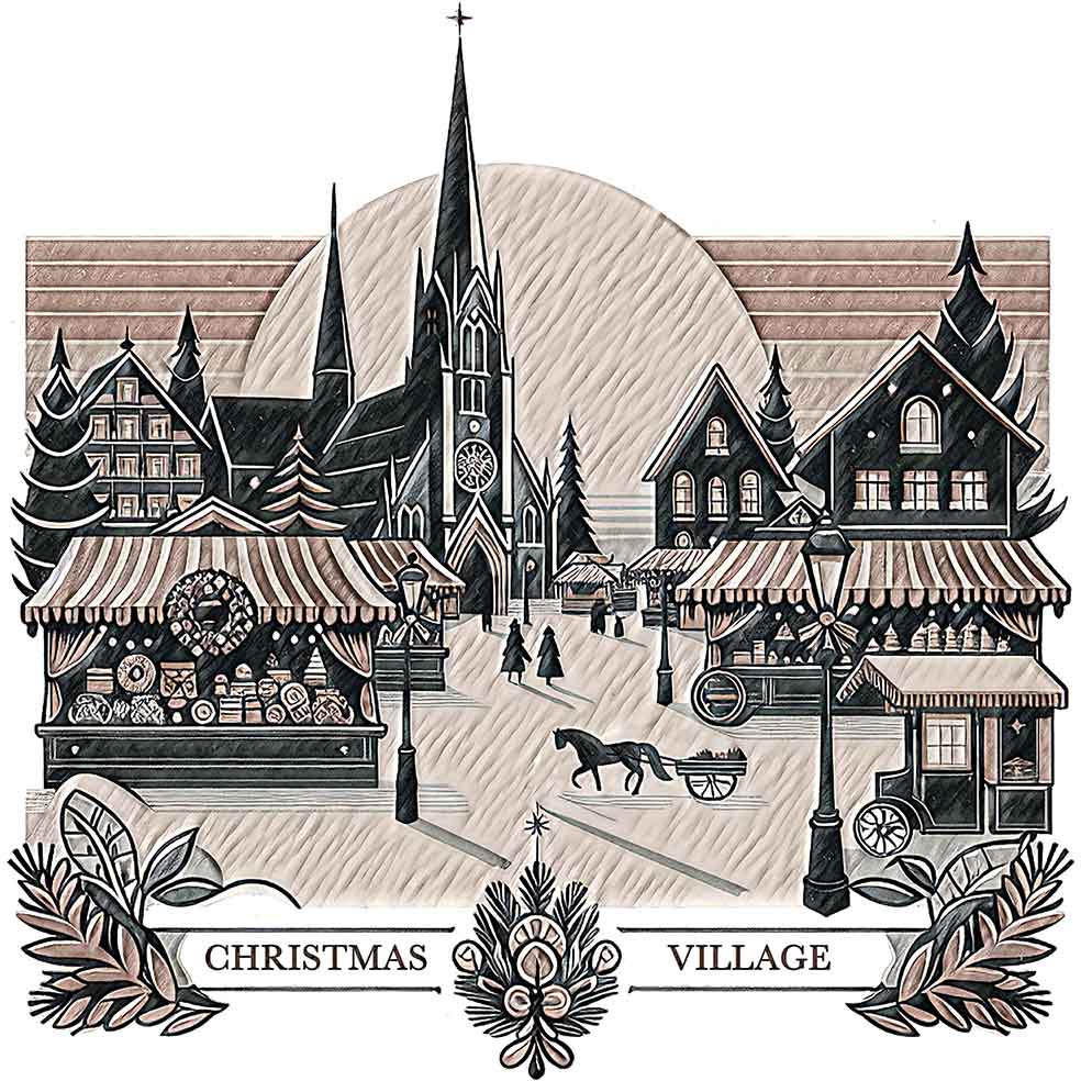 sac de course village de noel -CHRISTMAS_VILLAGE