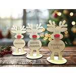 Rennes rudolph en bois avec des prénoms gravés