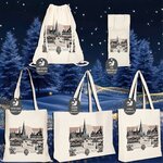 différents modèles de sacs sur le thème du village de Noel chez giuseppe-creation.fr