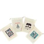 lot de 4 pochons Joyeuses fetes en coton taille S