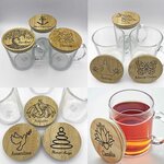 modèle GRAZIE,  mug en verre avec couvercle en bambou, personnalisés par gravure laser